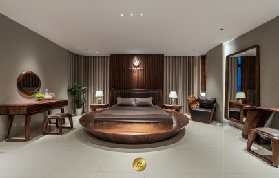 Giường ngủ gỗ óc chó tự nhiên cho phòng ngủ thêm cuốn hút